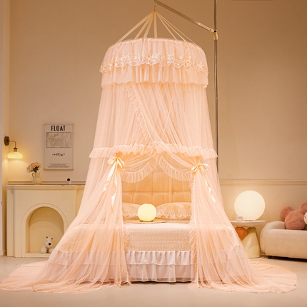 91家纺网 家纺一手货源 找家纺 2025新款公主圆顶法式花边吊顶蚊帐--爱丽丝 爱丽丝玉色