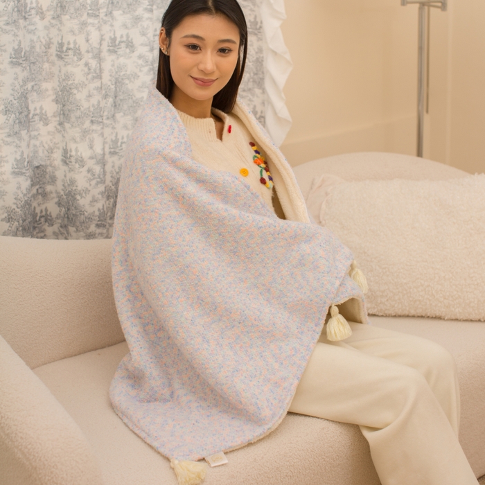 91家纺网 家纺一手货源 找家纺 潮邦创意家居 2025新款小香风暖阳绒披肩毯-小香肩系列（含买家秀） 小香肩印象紫