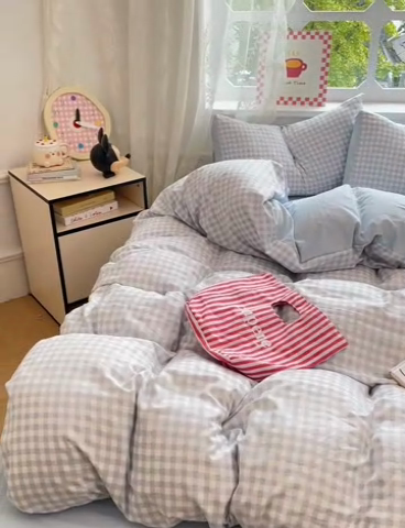 91家纺网 家纺一手货源 找家纺 优佳优品 2024新款ins亲肤水洗棉印花四件套（可提供买家秀）琉璃粉