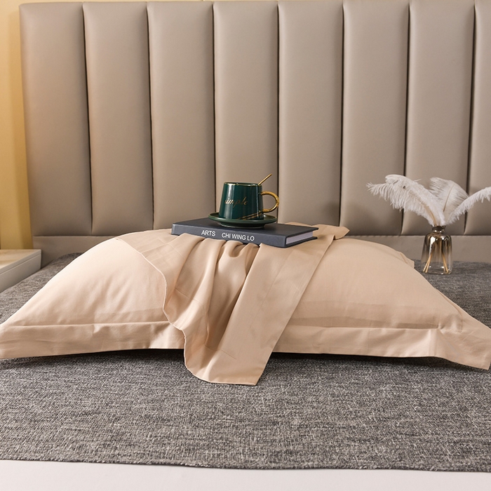 91家纺网 家纺一手货源 找家纺 星芯合家纺 2024新款全棉60支长绒棉枕套 香槟色