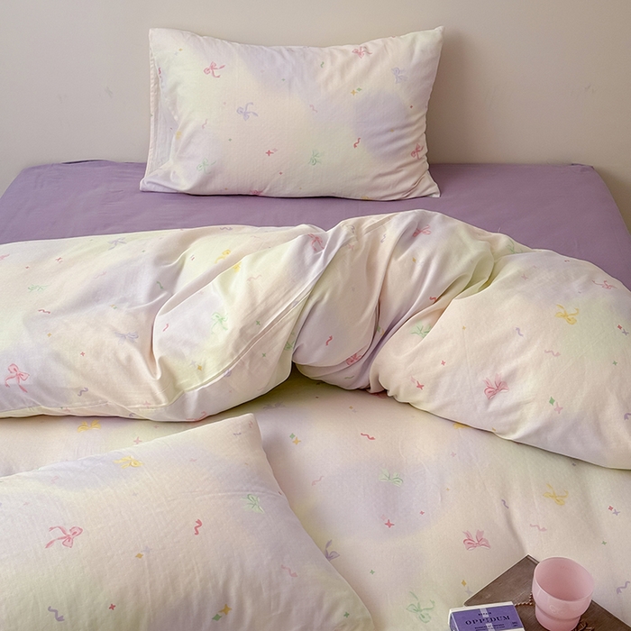 91家纺网 家纺一手货源 找家纺 2025新款A类ins奶油风卡通全棉双层纱系列四件套 梦幻之旅