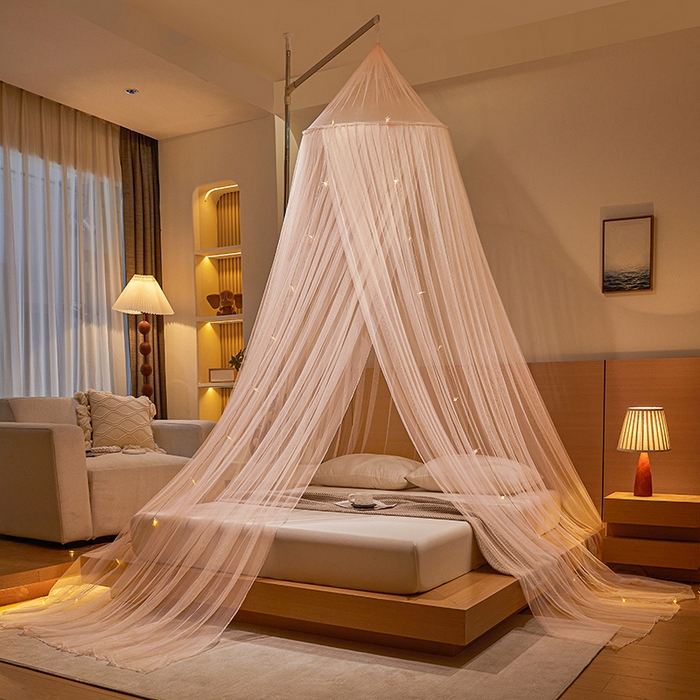 91家纺网 家纺一手货源 找家纺 2025小清新圆顶吊顶蚊帐 轻舞 美玉