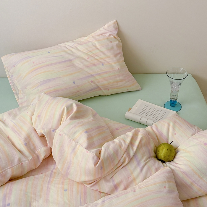 91家纺网 家纺一手货源 找家纺 （总）2025新款A类ins奶油风卡通全棉双层纱系列四件套