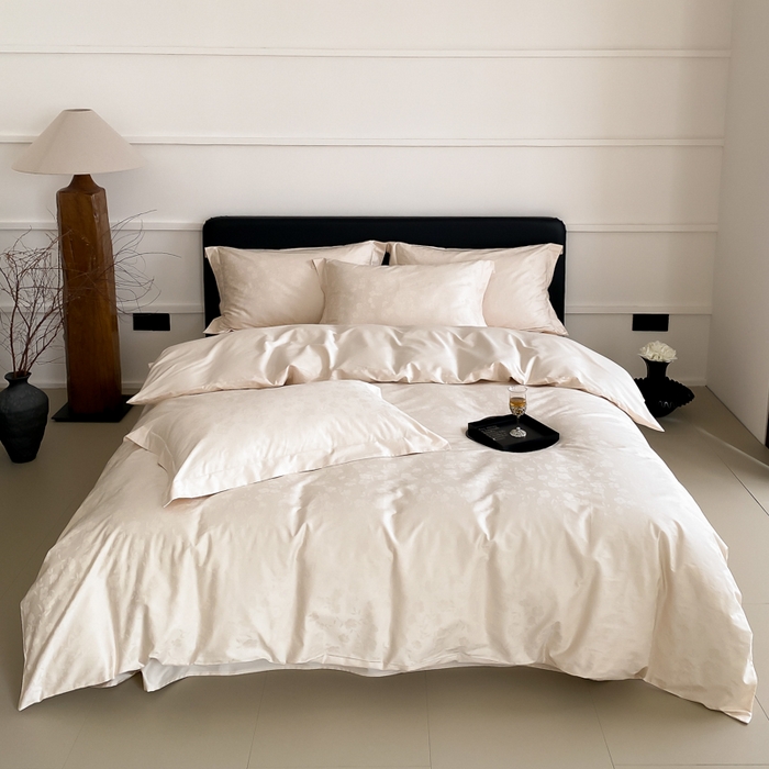 91家纺网 家纺一手货源 找家纺 云栖家居 2025A类全棉提花四件套 玉锦