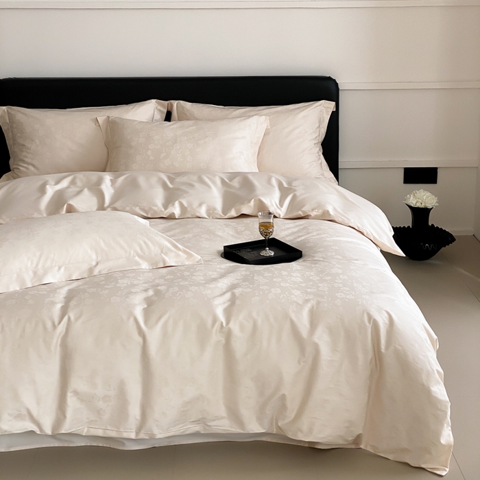 91家纺网 家纺一手货源 找家纺 云栖家居 2025A类全棉提花四件套 玉锦