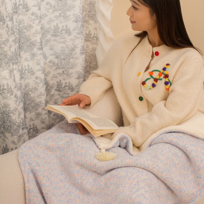 91家纺网 家纺一手货源 找家纺 潮邦创意家居 2025新款小香风暖阳绒披肩毯-小香肩系列（含买家秀） 小香肩印象紫