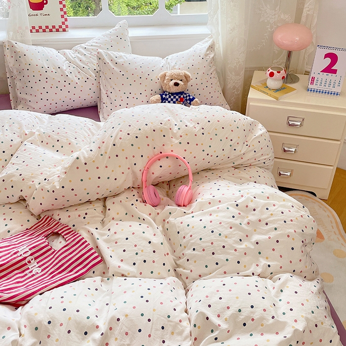 91家纺网 家纺一手货源 找家纺 优佳优品 2024新款ins亲肤水洗棉印花四件套（可提供买家秀）酒心奶糖