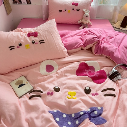 91家纺网 家纺一手货源 找家纺 （总）2024新款水洗棉毛巾绣四件套系列