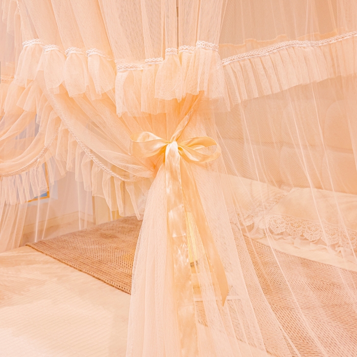 91家纺网 家纺一手货源 找家纺 2025新款公主圆顶法式花边吊顶蚊帐--爱丽丝 爱丽丝玉色