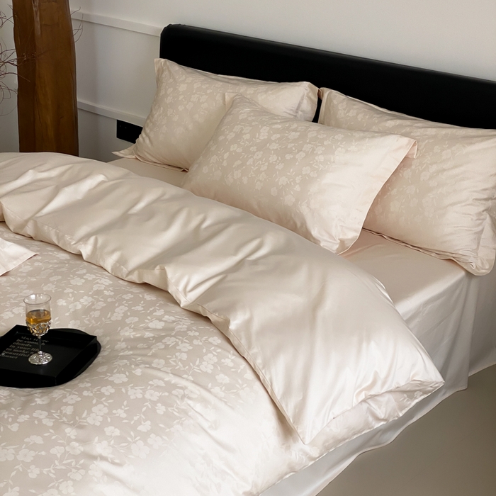 91家纺网 家纺一手货源 找家纺 云栖家居 2025A类全棉提花四件套 玉锦