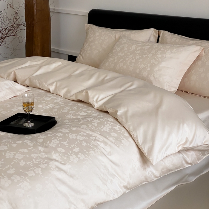 91家纺网 家纺一手货源 找家纺 云栖家居 2025A类全棉提花四件套 玉锦