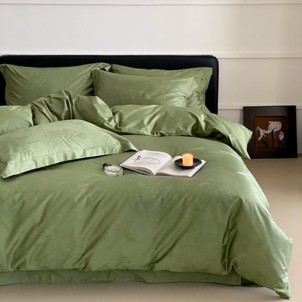 91家纺网 家纺一手货源 找家纺 云栖家居 2025A类全棉提花四件套 沁园