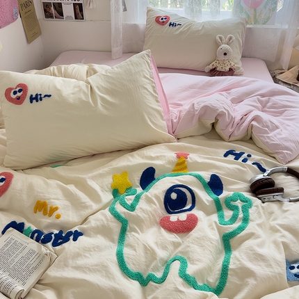 91家纺网 家纺一手货源 找家纺 （总）2024新款水洗棉毛巾绣四件套系列