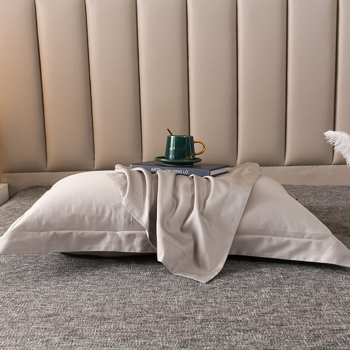 91家纺网 家纺一手货源 找家纺 星芯合家纺 2024新款全棉60支长绒棉枕套 高级灰