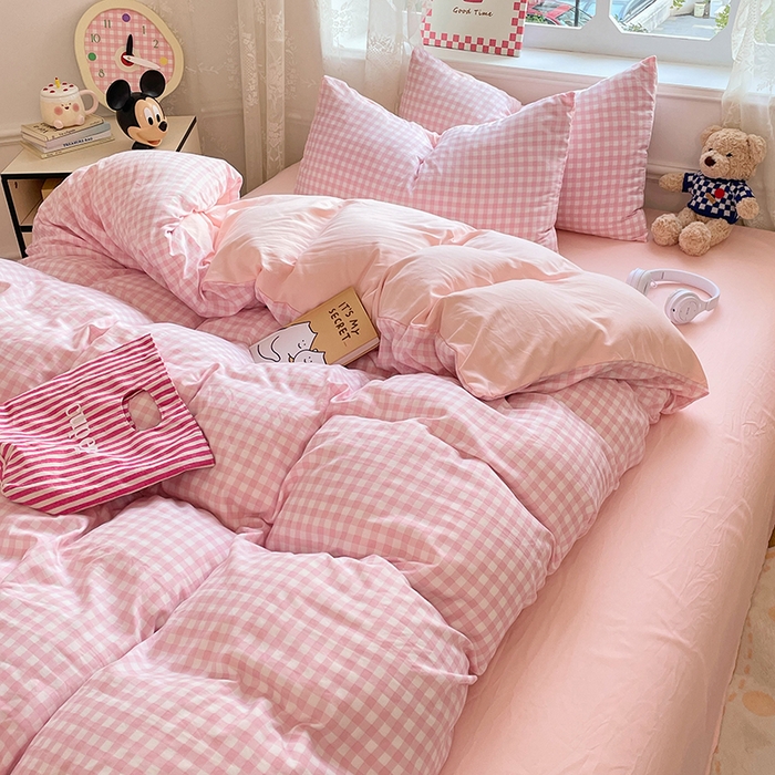 91家纺网 家纺一手货源 找家纺 优佳优品 2024新款ins亲肤水洗棉印花四件套（可提供买家秀）琉璃粉