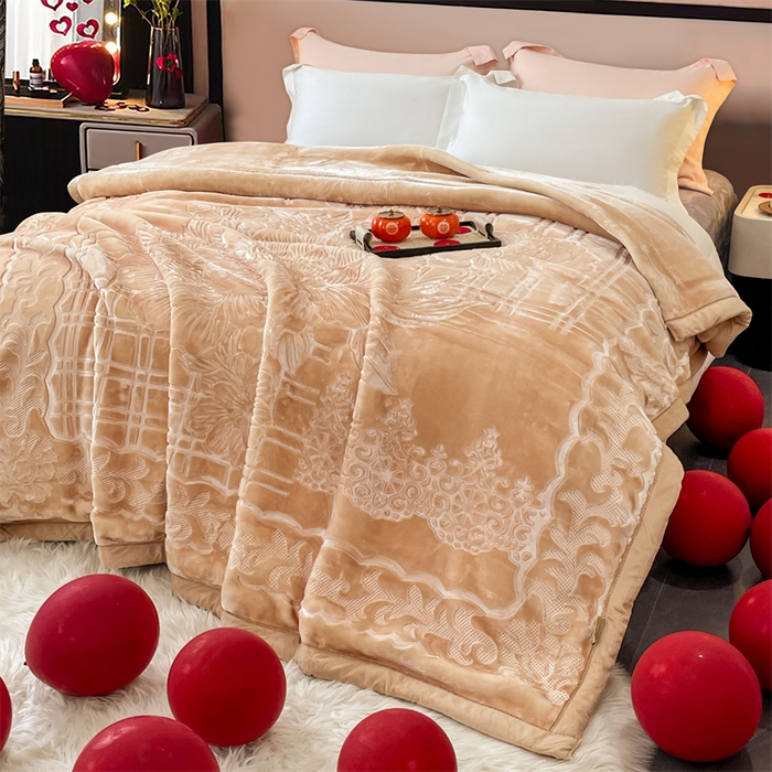 91家纺网 家纺一手货源 找家纺 凯轩毛毛毯毯子网销专供 2024新款5D压花素色云毛毯毯子毛毛毯毯子毛毯毯子子 素雅-浅驼