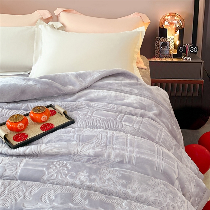 91家纺网 家纺一手货源 找家纺 凯轩毛毛毯毯子网销专供 2024新款5D压花素色云毛毯毯子毛毛毯毯子毛毯毯子子 素雅-灰