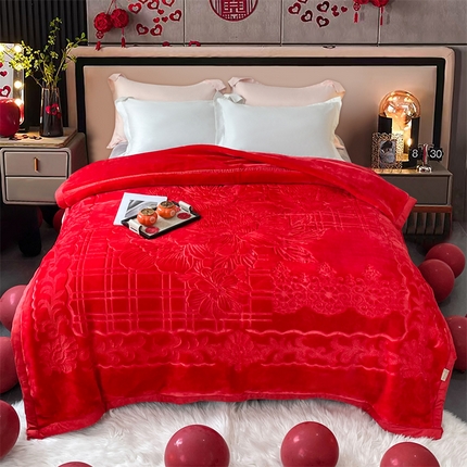 91家纺网 家纺一手货源 找家纺 凯轩毛毛毯毯子网销专供 2024新款5D压花素色云毛毯毯子毛毛毯毯子毛毯毯子子 素雅-大红