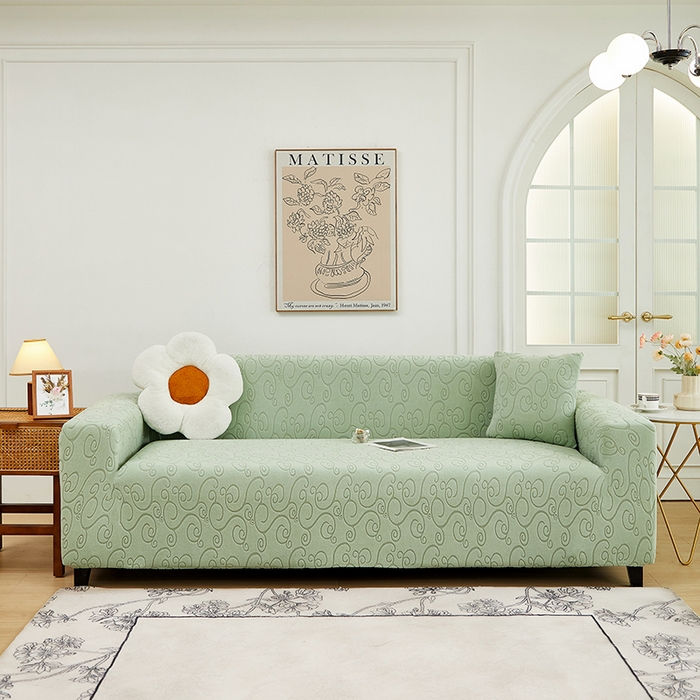 91家纺网 家纺一手货源 找家纺 丝绮鹿 2024新款年华松紧款沙发套（三人图） 草绿