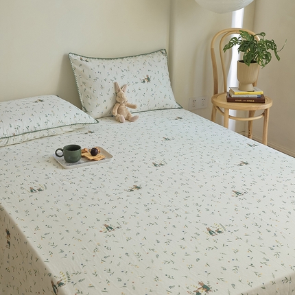 91家纺网 家纺一手货源 找家纺 （总）（买家秀 不断货）A类母婴级全棉纯棉床单纯棉全棉床笠双层纱床笠床罩卡通床笠儿童床垫套保护罩--单床单