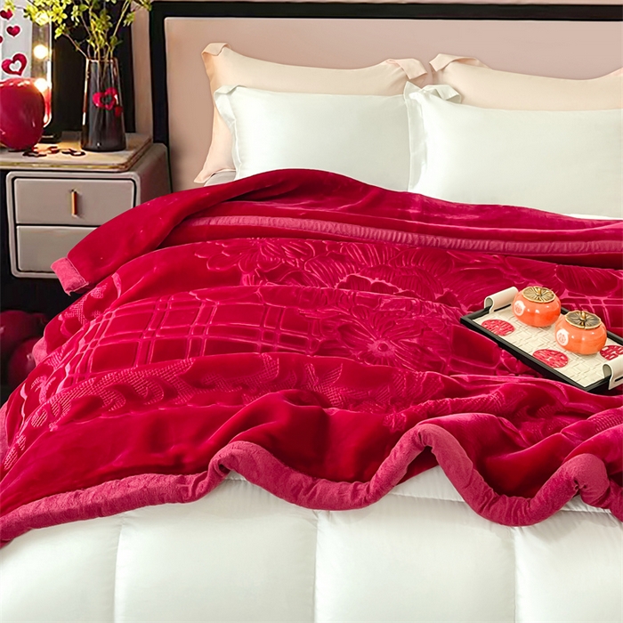 91家纺网 家纺一手货源 找家纺 凯轩毛毛毯毯子网销专供 2024新款5D压花素色云毛毯毯子毛毛毯毯子毛毯毯子子 素雅-酒红