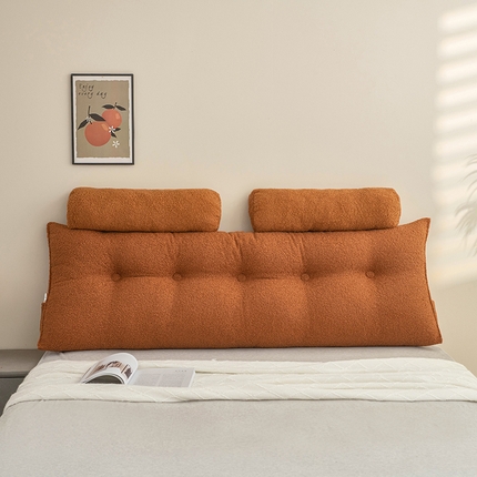 91家纺网 家纺一手货源 找家纺 一兰家纺 2024新款泰迪绒三角靠垫床头大靠背腰靠沙发靠背可拆洗-楠妮系列 楠妮-琥珀棕