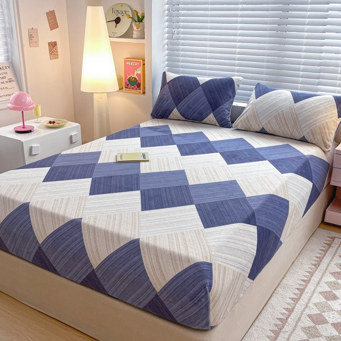 91家纺网 家纺一手货源 找家纺 芯元素 2024新款牛奶绒印花床笠 绅士风采