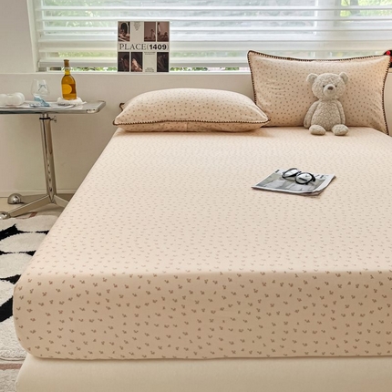 91家纺网 家纺一手货源 找家纺 （买家秀 不断货）A类母婴级全棉纯棉床单纯棉全棉床笠双层纱床笠床罩卡通床笠儿童床垫套保护罩--单床笠 星黎咖（床笠）