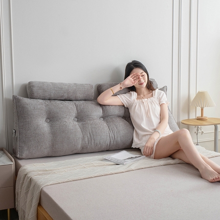 一兰家纺 2024新款新款加厚立绒格三角靠垫床头大靠背腰靠沙发靠背可拆洗-堡丁系列 堡丁-松驰灰