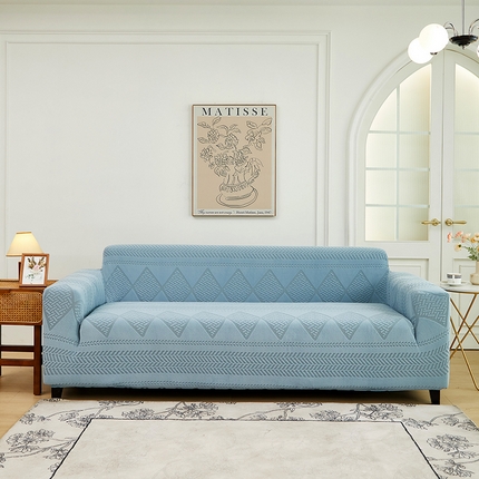 91家纺网 家纺一手货源 找家纺 丝绮鹿 2024新款菲亚松紧款沙发套（三人图） 淡蓝