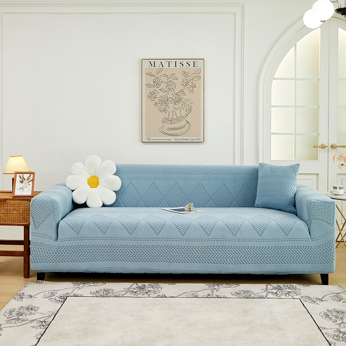 91家纺网 家纺一手货源 找家纺 丝绮鹿 2024新款菲亚松紧款沙发套（三人图） 淡蓝