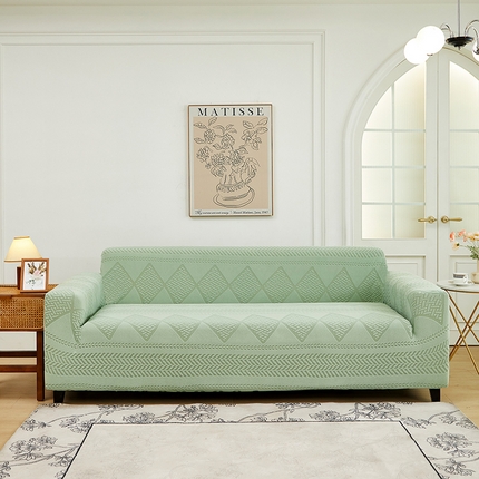 91家纺网 家纺一手货源 找家纺 丝绮鹿 2024新款菲亚松紧款沙发套（三人图） 草绿