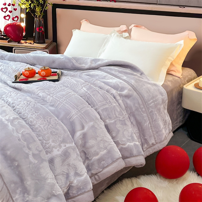 91家纺网 家纺一手货源 找家纺 凯轩毛毛毯毯子网销专供 2024新款5D压花素色云毛毯毯子毛毛毯毯子毛毯毯子子 素雅-灰