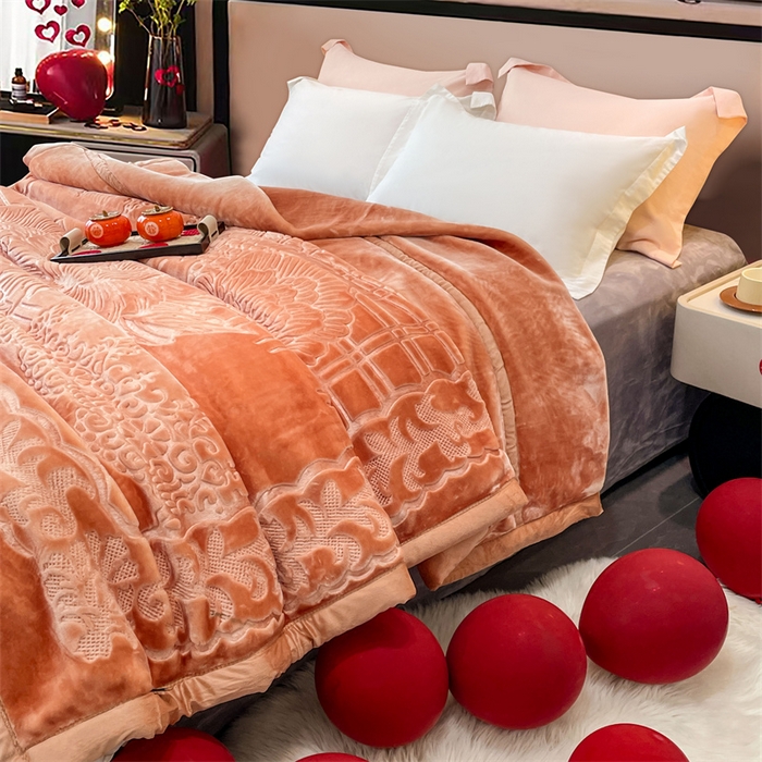 91家纺网 家纺一手货源 找家纺 凯轩毛毛毯毯子网销专供 2024新款5D压花素色云毛毯毯子毛毛毯毯子毛毯毯子子 素雅-玉色