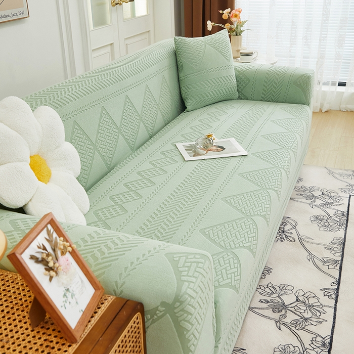 91家纺网 家纺一手货源 找家纺 丝绮鹿 2024新款菲亚松紧款沙发套（三人图） 草绿