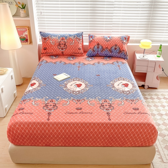 91家纺网 家纺一手货源 找家纺 芯元素 2024新款牛奶绒印花床笠 励志女孩