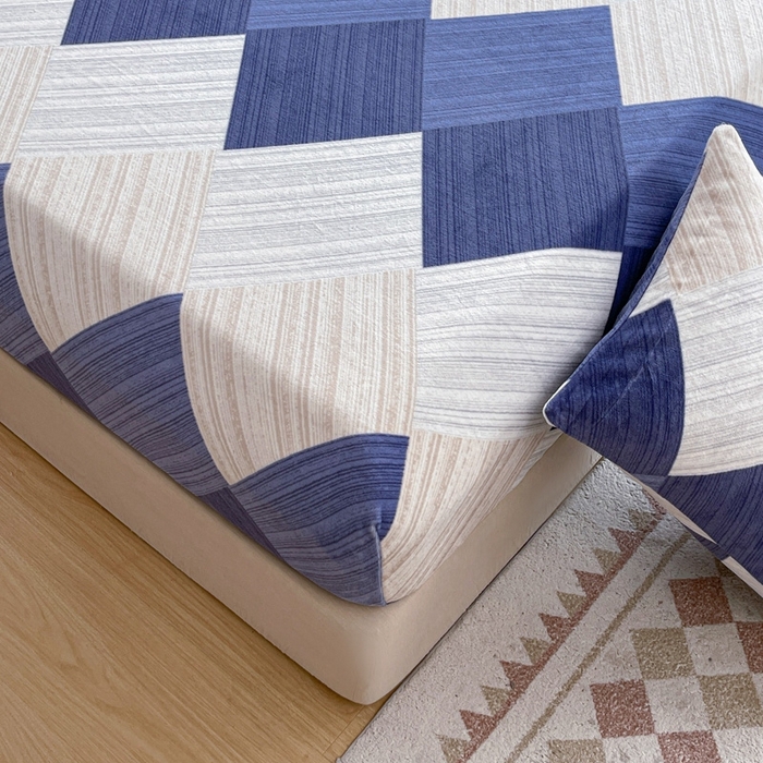 91家纺网 家纺一手货源 找家纺 芯元素 2024新款牛奶绒印花床笠 绅士风采