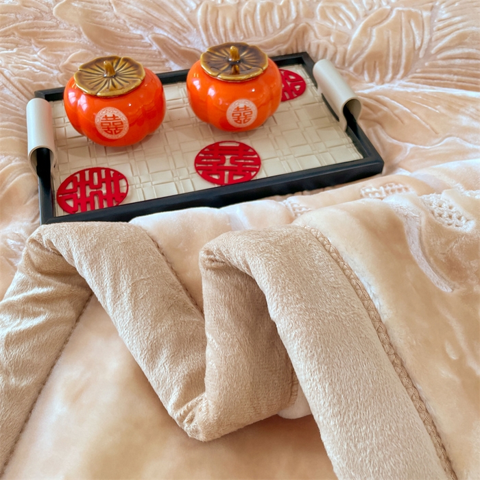 91家纺网 家纺一手货源 找家纺 凯轩毛毛毯毯子网销专供 2024新款5D压花素色云毛毯毯子毛毛毯毯子毛毯毯子子 素雅-浅驼