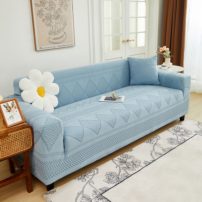 91家纺网 家纺一手货源 找家纺 丝绮鹿 2024新款菲亚松紧款沙发套（三人图） 淡蓝