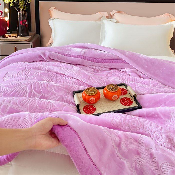 91家纺网 家纺一手货源 找家纺 凯轩毛毛毯毯子网销专供 2024新款5D压花素色云毛毯毯子毛毛毯毯子毛毯毯子子 素雅-浅紫