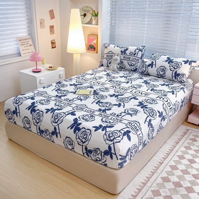 91家纺网 家纺一手货源 找家纺 芯元素 2024新款牛奶绒印花床笠 若凡