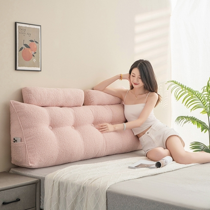 一兰家纺 2024新款泰迪绒三角靠垫床头大靠背腰靠沙发靠背可拆洗-楠妮系列 楠妮-冰霉粉