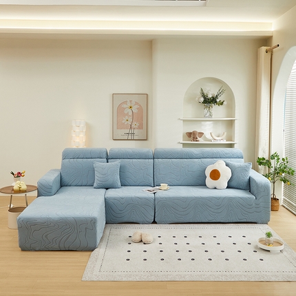 丝绮鹿 2024新款曲意松紧款沙发套（贵妃图） 淡蓝