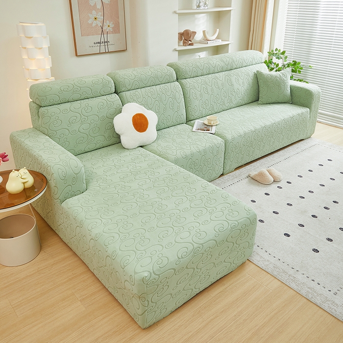 91家纺网 家纺一手货源 找家纺 丝绮鹿 2024新款年华松紧款沙发套（贵妃图） 草绿