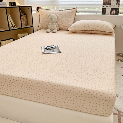 （买家秀 不断货）A类母婴级全棉纯棉床单纯棉全棉床笠双层纱床笠床罩卡通床笠儿童床垫套保护罩--单床笠 星黎咖（床笠）