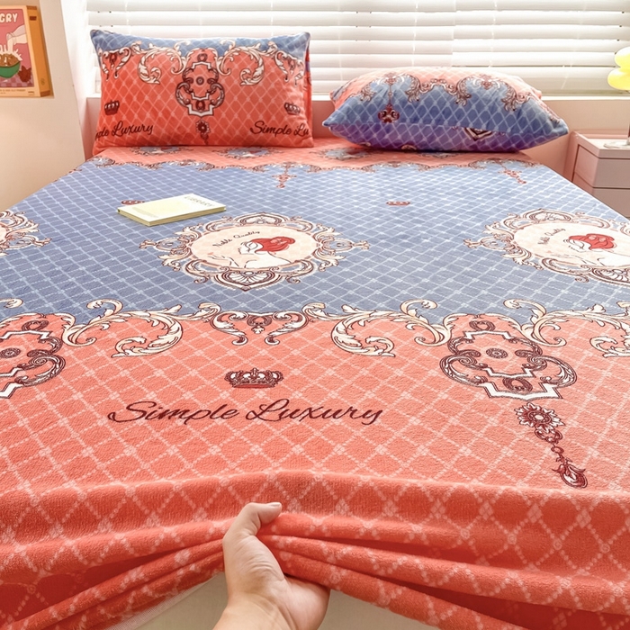 91家纺网 家纺一手货源 找家纺 芯元素 2024新款牛奶绒印花床笠 励志女孩