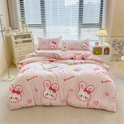 （买家秀 不断货）A类母婴级卡通儿童豆豆绒春秋冬被大豆纤维被子被芯空调被豆豆被水洗棉豆豆被夏被 豆豆被-兔子小姐