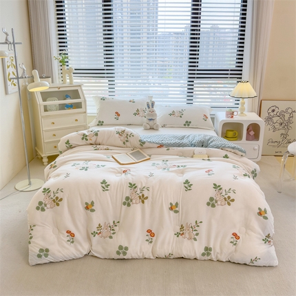 （买家秀 不断货）A类母婴级卡通儿童豆豆绒春秋冬被大豆纤维被子被芯空调被豆豆被水洗棉豆豆被夏被 豆豆被-晴天兔