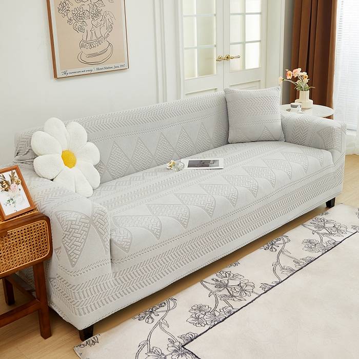 91家纺网 家纺一手货源 找家纺 丝绮鹿 2024新款菲亚松紧款沙发套（三人图） 浅灰