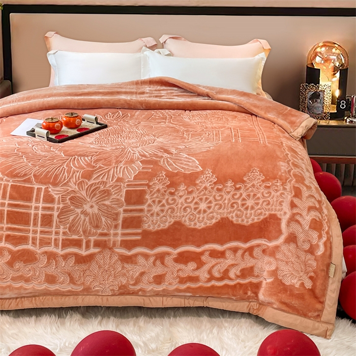 91家纺网 家纺一手货源 找家纺 凯轩毛毛毯毯子网销专供 2024新款5D压花素色云毛毯毯子毛毛毯毯子毛毯毯子子 素雅-玉色